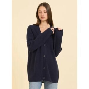 One Grey Day  Pacific Cashmere Cardigan Sweater  in Navy S